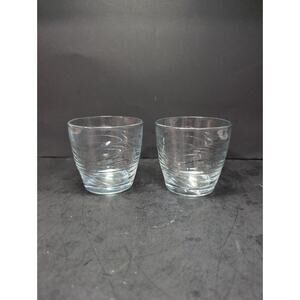 Libbey Short Swirl Tumbler Glasses Set‎ of 2, Vintage Glassware, Heavy Barware